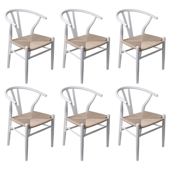 Levede 6pcs Replica Hans Wegner Dining Chairs - White