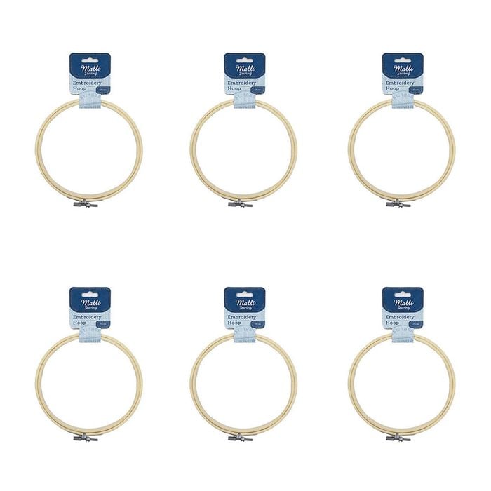 6pk Malli Sewing Round Wooden Embroidery/cross Stitch Diy Fabric Hoop 15cm Brown