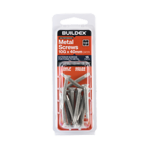 Buildex 10G x 40mm Class 3 Sheet Metal Screws - 15 Pack