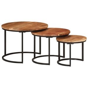 vidaXL Nesting Tables Coffee Side End Table Living Room 3 pcs Solid Wood Acacia