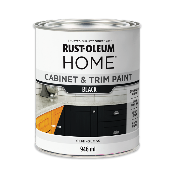 Rust-Oleum Home Cabinet & Trim Paint Semi Gloss Black 946mL