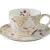 Maxwell And Williams Kimono Cup Saucer Bone China Gift Boxed 300ml White