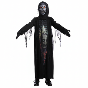 More Than Party Kids Zombie Grim Halloween Costume Glowing Skull Mask 6-9y