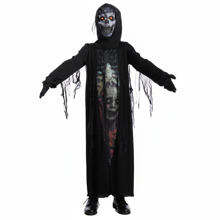More Than Party Kids Zombie Grim Halloween Costume Glowing Skull Mask 6-9y