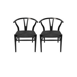 Sk Designer Living | Pack Of 2 | Replica Hans Wegner Wishbone Chair - Black