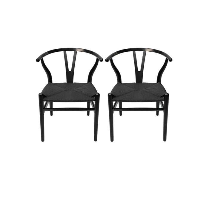 Sk Designer Living | Pack Of 2 | Replica Hans Wegner Wishbone Chair - Black