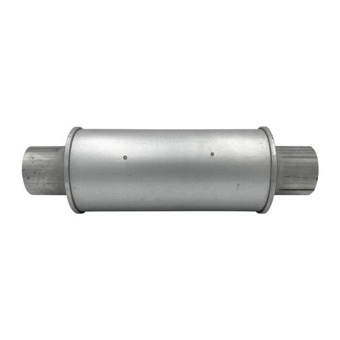 GASO Round Muffler, 3" In/Out, Centre/Centre, 5" Diam x 12" Straight Through Chambered