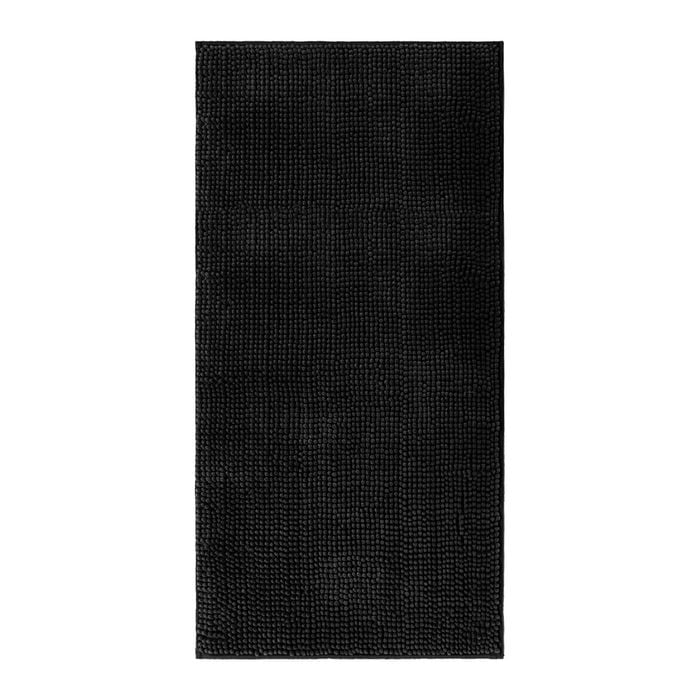 Barelli 120cm x 60cm Chenille Black Non-Slip Bath Mat