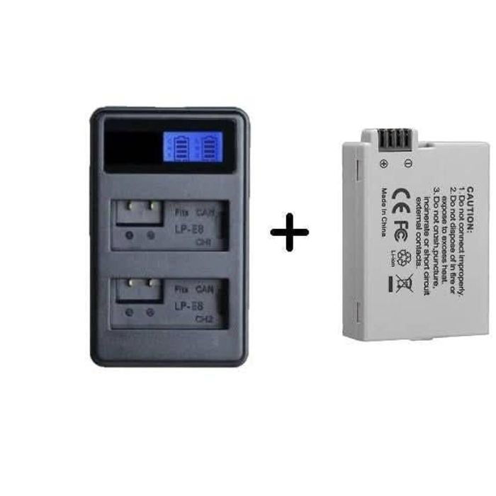 Canon Compatible Lp-e8 Battery Replacement + Lcd Dual Charger