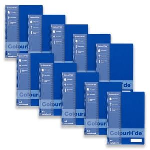10x Colourhide Pp Writing Notebook W/ Ruler A4 School Stationery 120-pages Blue