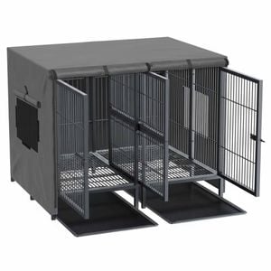 P&P Black Heavy-Duty Metal Dog Crate With Divider And Removable Trays 130x100x100cm