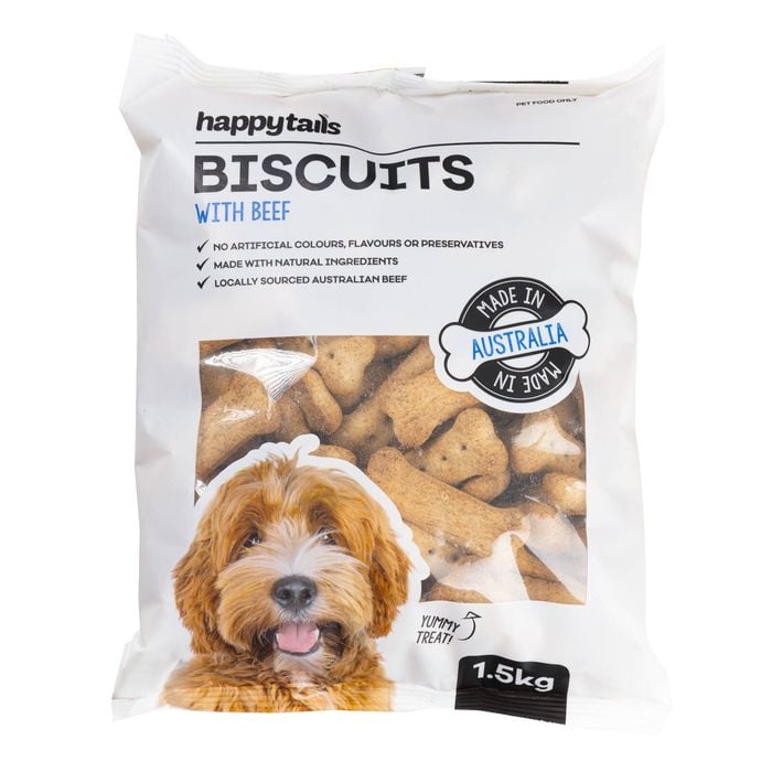 Happy Tails 1.5kg Biscuits With Beef Dog Treats