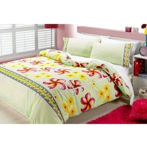 225TC Polyester Cotton Frangipani Apple Quilt Cover Set Double