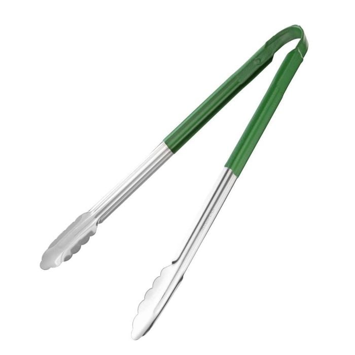 Hygiplas Serving Tong Colour Coded Green 405mm Commercial Catering Kitchen Utensil