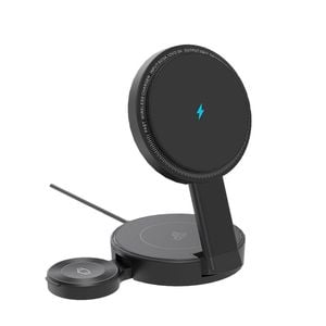 Laser ChargeCore 3 In 1 Foldable Wireless Charger Stand (Black)