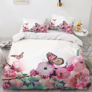 3D Plum Butterfly 343 Bed Pillowcases Quilt King Single Size