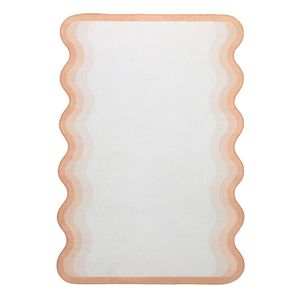Loopsie-370cm X 270cm-bitonto Tonal Peach And Cream Scalloped Washable Rug