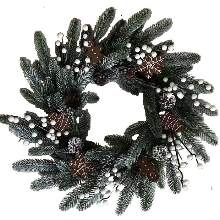 Lifebay Gingerbread Christmas Wreath with House & Snowflake Ornaments