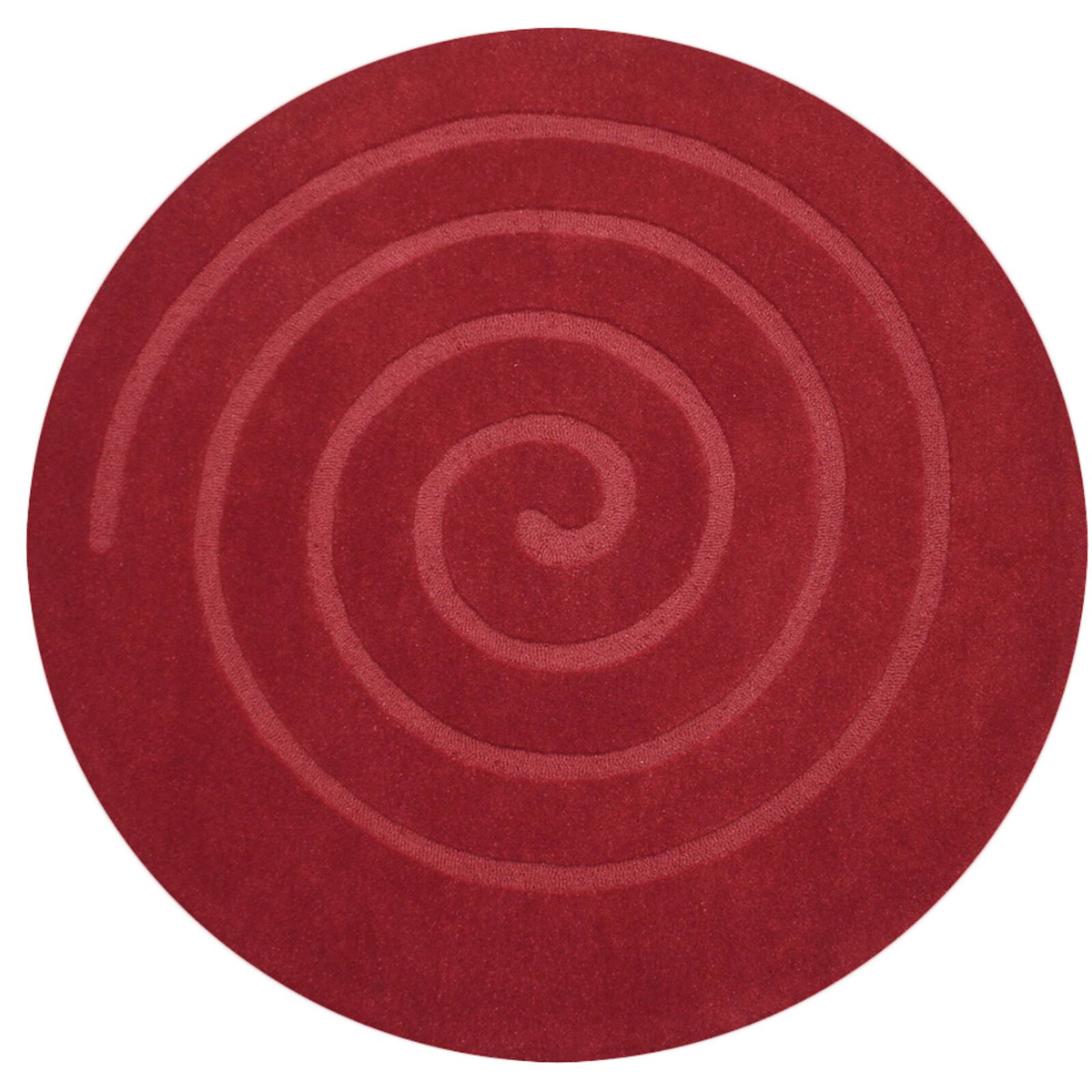 Handmade Round Wool Rug - Swirl - Red - 160x160cm - Bunnings Australia