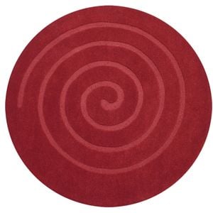 Handmade Round Wool Rug - Swirl - Red - 160x160cm