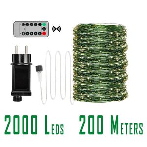 Lifebay 200M Green Wire 8 Modes Fairy String Lights - 2000 LEDs Waterproof Firefly Lamp