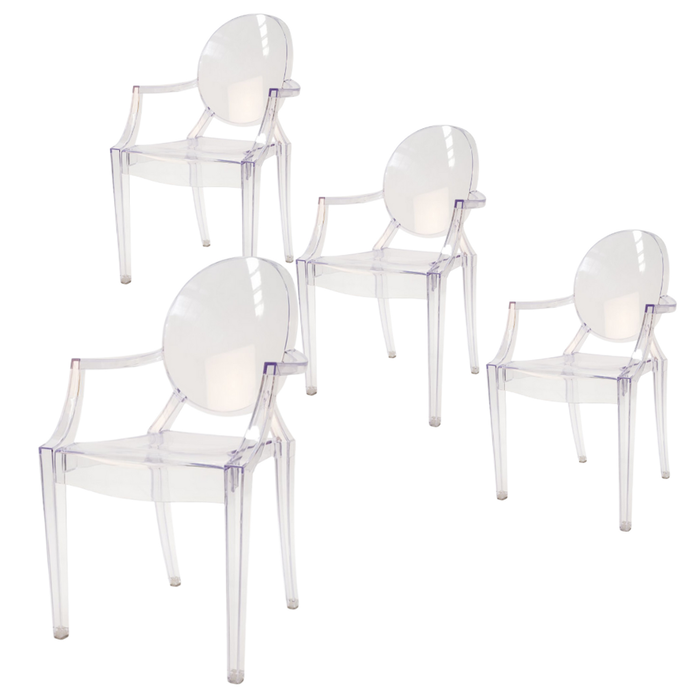 SD House Set of 4 - Philippe Starck Replica Louis Ghost Dining Armchair - clear