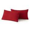 Catzon 2 Pcs Throw Pillow Covers Soft Striped Corduroy Cushion Case for Couch 30X50cm-Red