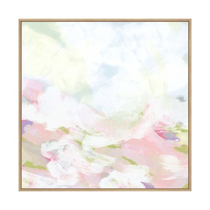 Artey | Rose Dapple Valley II - Framed Canvas - Natural Frame - 100 x 100cm