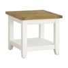 Leura Belle Indoor Side Table Brushed White With Natural Timber Top