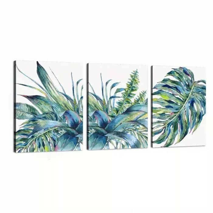 3pcs Tropical Leaves Print 100% Australian Made 3 x 40x60cm  (Stretched)