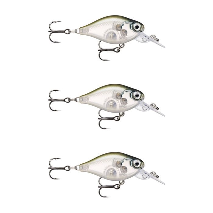 3x Rapala 3.5cm X Light Crank Mid Run Crankbait Fishing Lures - Ghost Shinner
