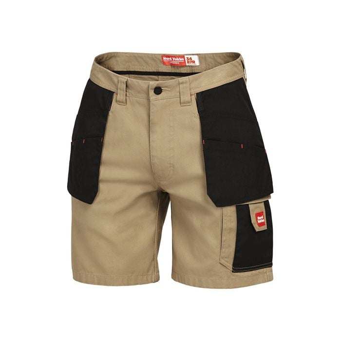 Hard Yakka Khaki/Black Cargo Shorts - Size 87R