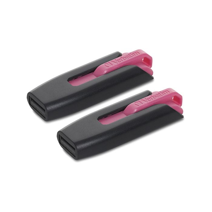2x Verbatim Store'n'Go V3 16GB USB 3.0 Stick Drive - Hot Pink