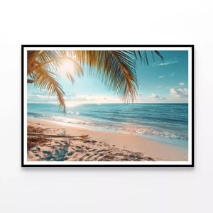 Sunny Tropical Beach with Sky  Print 100% Australian Made 120x90cm  (Poster)