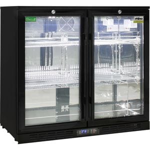 Rhino Black Glass Double Door Bar Fridge - SG2H-B-HD