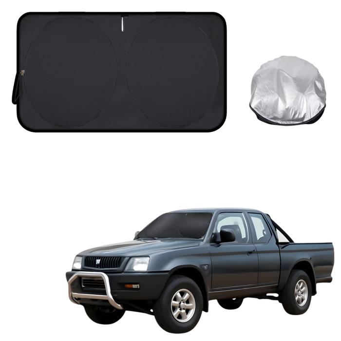 Front Windscreen Sun Shade for Mitsubishi Triton Club Cab 1996 - 2006 (MK) - Standard 150 x 85 cm - Black