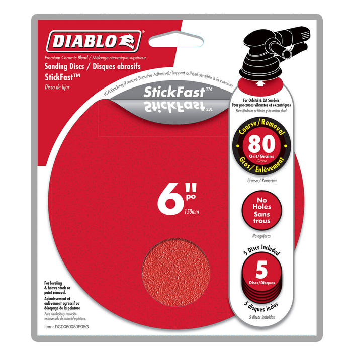 Diablo 150mm 80 Grit StickFast Sanding Disc - 5 Pack