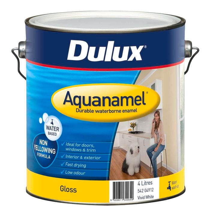Dulux 4L Enamel Paint Aquanamel Gloss White - 4L