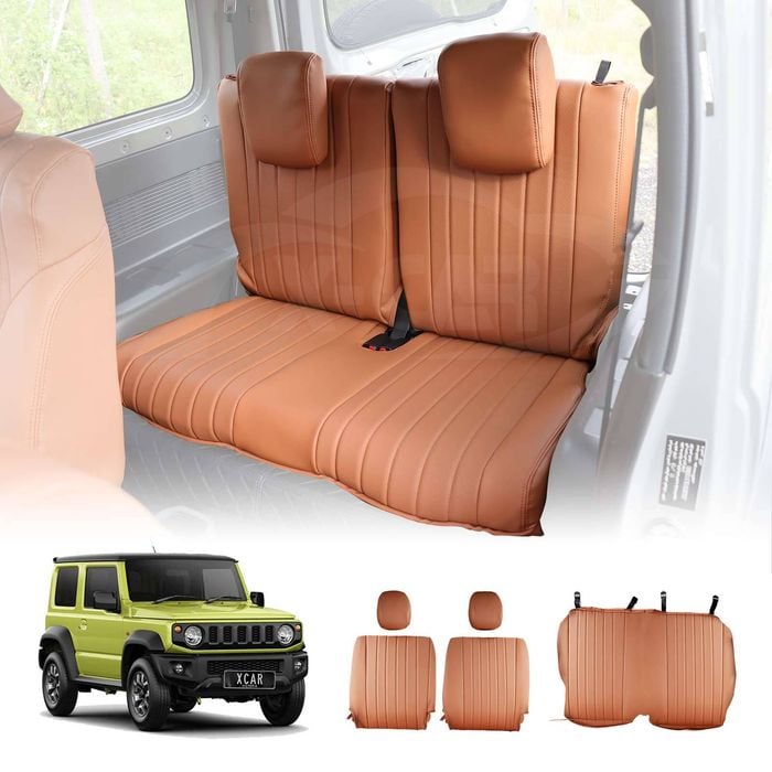 Rear Seat Covers for Suzuki Jimny 3-Door 2018-Onwards Khaki Premium Vintage PU Leather Interior