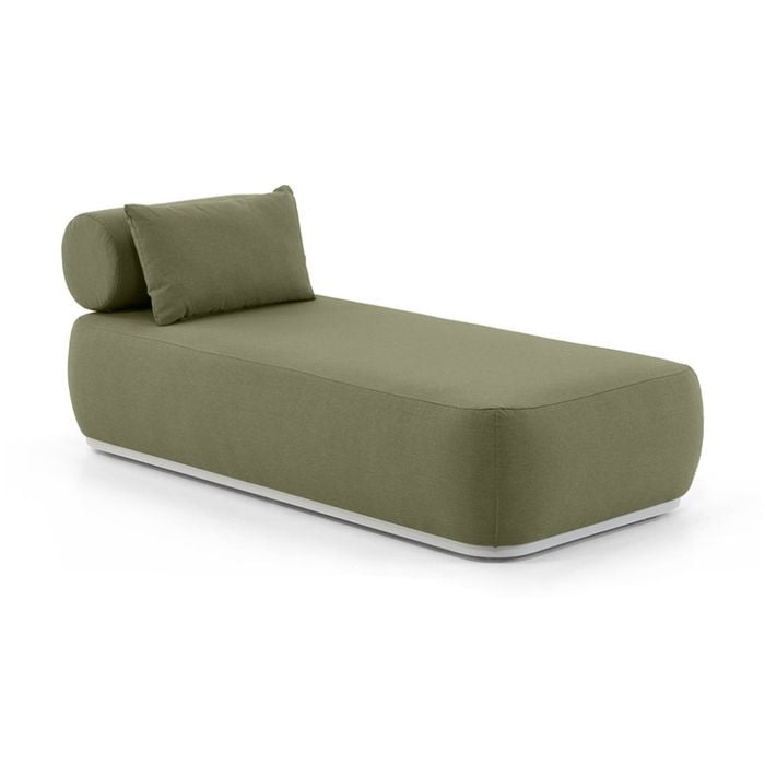 Bay Gallery Furniture Norfolk Outdoor Aluminium Single Sun Lounge White & La Palma Green Cushions