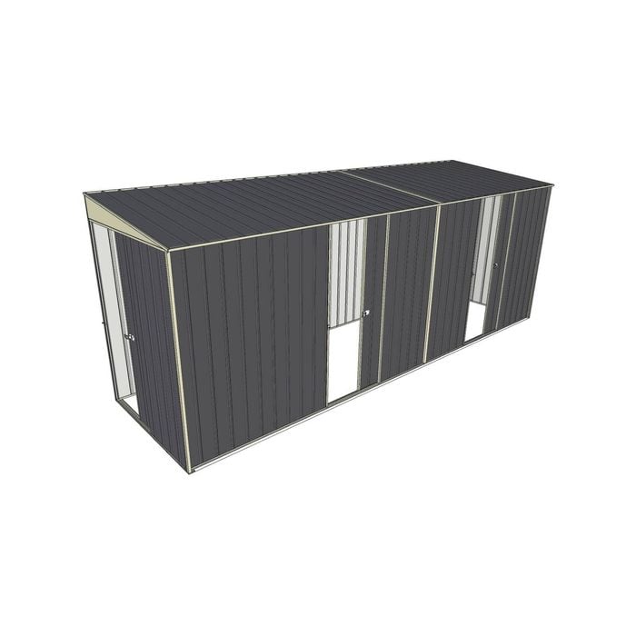 Build-a-Shed 1.5 x 5.2 x 2m Dual Single Sliding Side Door Skillion Shed - Grey