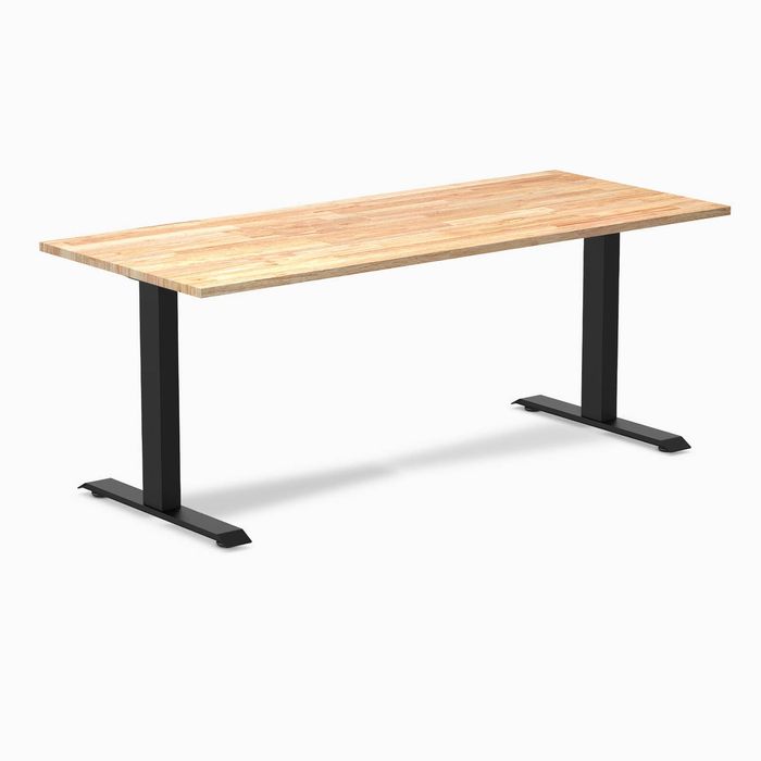 Desky Fixed Height Rubberwood Office Desk Matte Black Frame 180cm