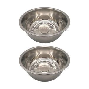 2PK Braz Stainless Steel Kitchen Prep Mixing Bowl Serving Serveware 38cm Silver