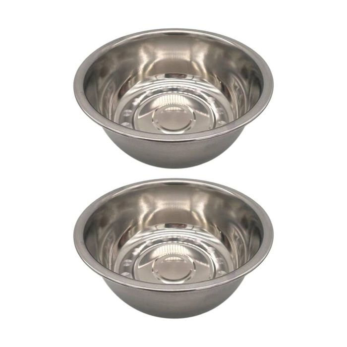 2PK Braz Stainless Steel Kitchen Prep Mixing Bowl Serving Serveware 38cm Silver