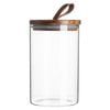 Argon Tableware Glass Storage Jars - Leather Loop Lid - 1l - Modern Round Scandi Organisation Container Glass Jar