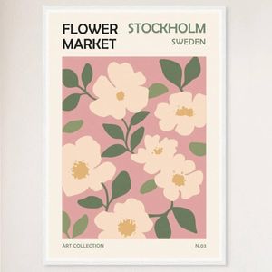 Galrie Stunning Flower Market Art Print from Stockholm, White Frame, A0 84 x 119cm (33 x 47inch)