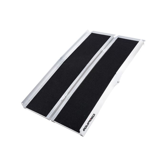 EQUIPMED 123cm Portable Folding Aluminium Access Ramp 272kg Rated, Black Ultra-Grip, for Wheelchair, Mobility Scooter