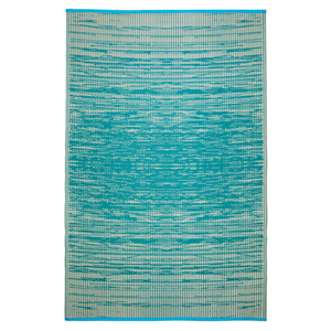 Fab Habitat 180x270cm Teal And Cream Brooklyn Modern Recycled Plastic Reversible Outdoor Rug