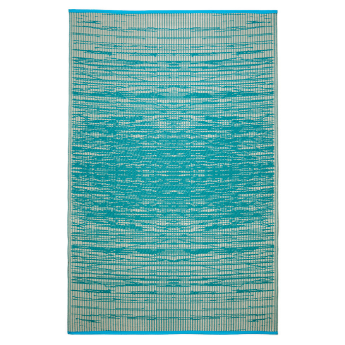 Fab Habitat 180x270cm Teal And Cream Brooklyn Modern Recycled Plastic Reversible Outdoor Rug