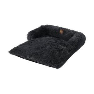 Charlie's Shaggy Faux Fur Bolster Sofa Protector Calming Dog Bed - Charcoal - Large